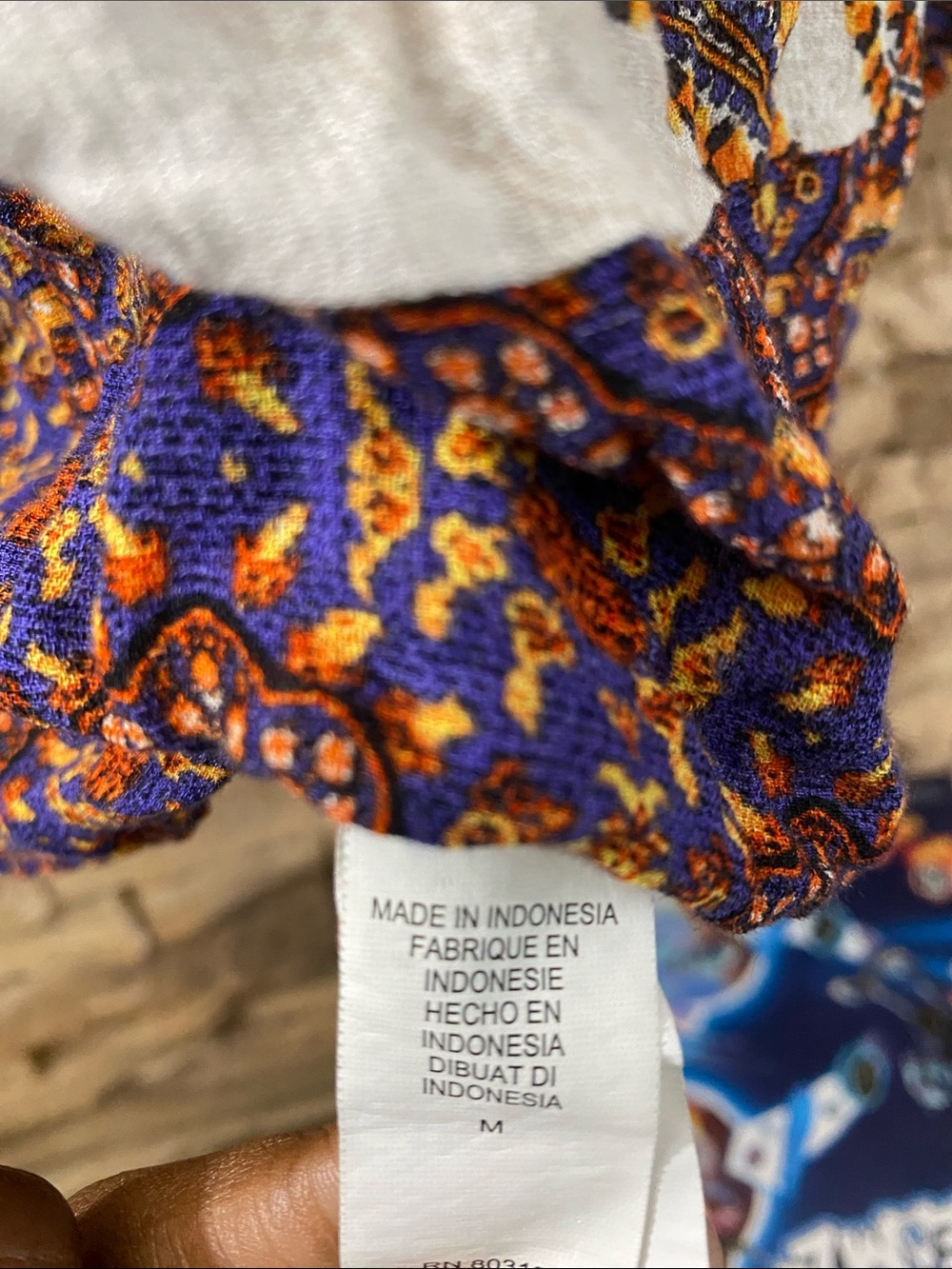 Lucky Brand White and Orange Paisley Print Long Sleeve Boho Blouse Medium - Picture 11 of 12